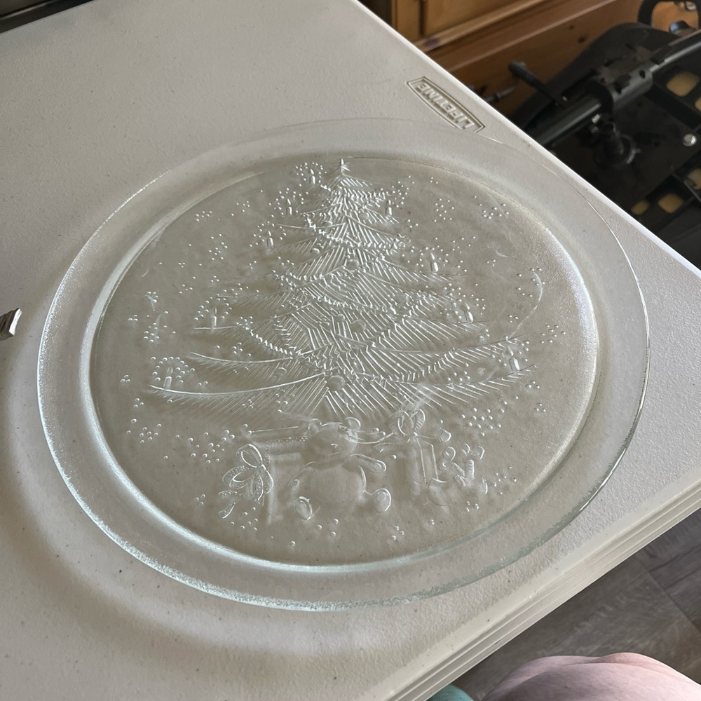 Christmas glass platter